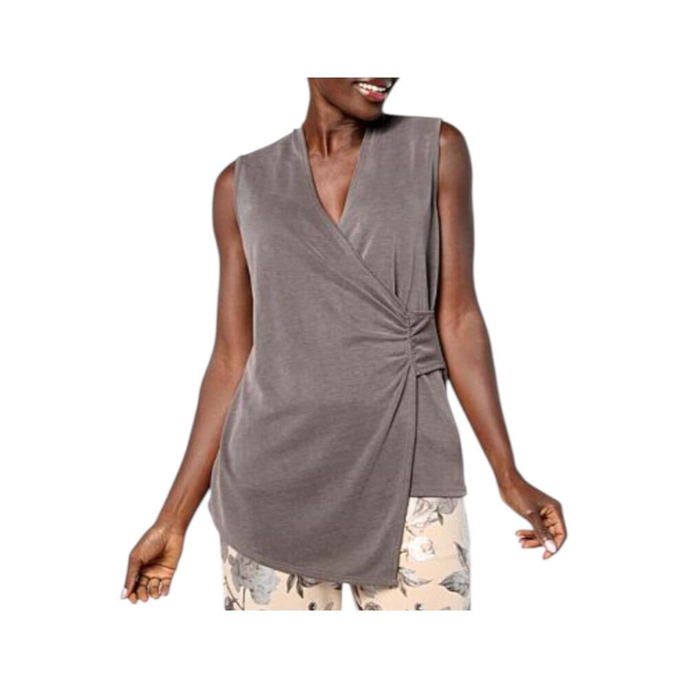 WynneLayers Women's Asymmetric Draped Sleeveless Top Graphite - Regular